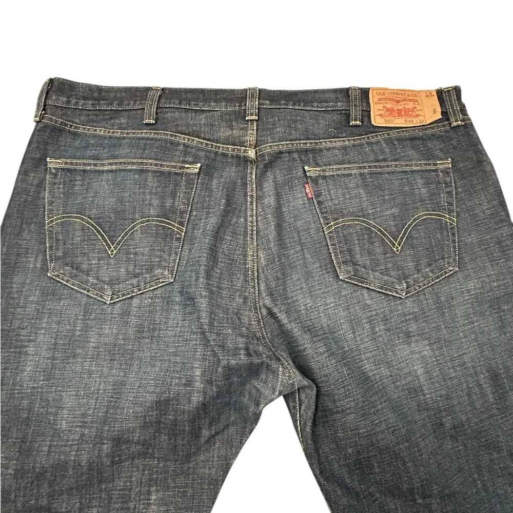 Levi's 501‎ Men’s Indigo Straight Leg Relaxed Fit Jeans 44x32 Button Fly